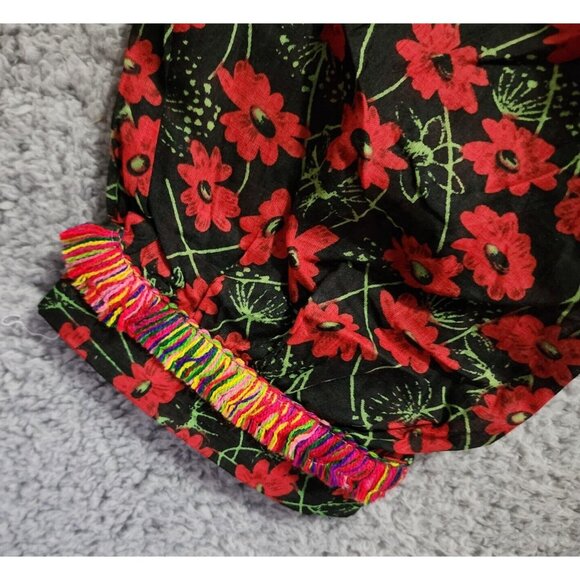 NEW Dolly's D-Lite Custom Long Sleeve V Neck Micro Mini Dress Floral Fringe Sz M - Picture 11 of 16